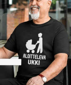 Hauska t-paita Aloitteleva ukki lahjaksi, painatuksella ALOITTELEVA UKKI