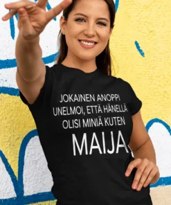 Hauska t-paita Anopin unelma nimellä lahjaksi miniälle tai anopille