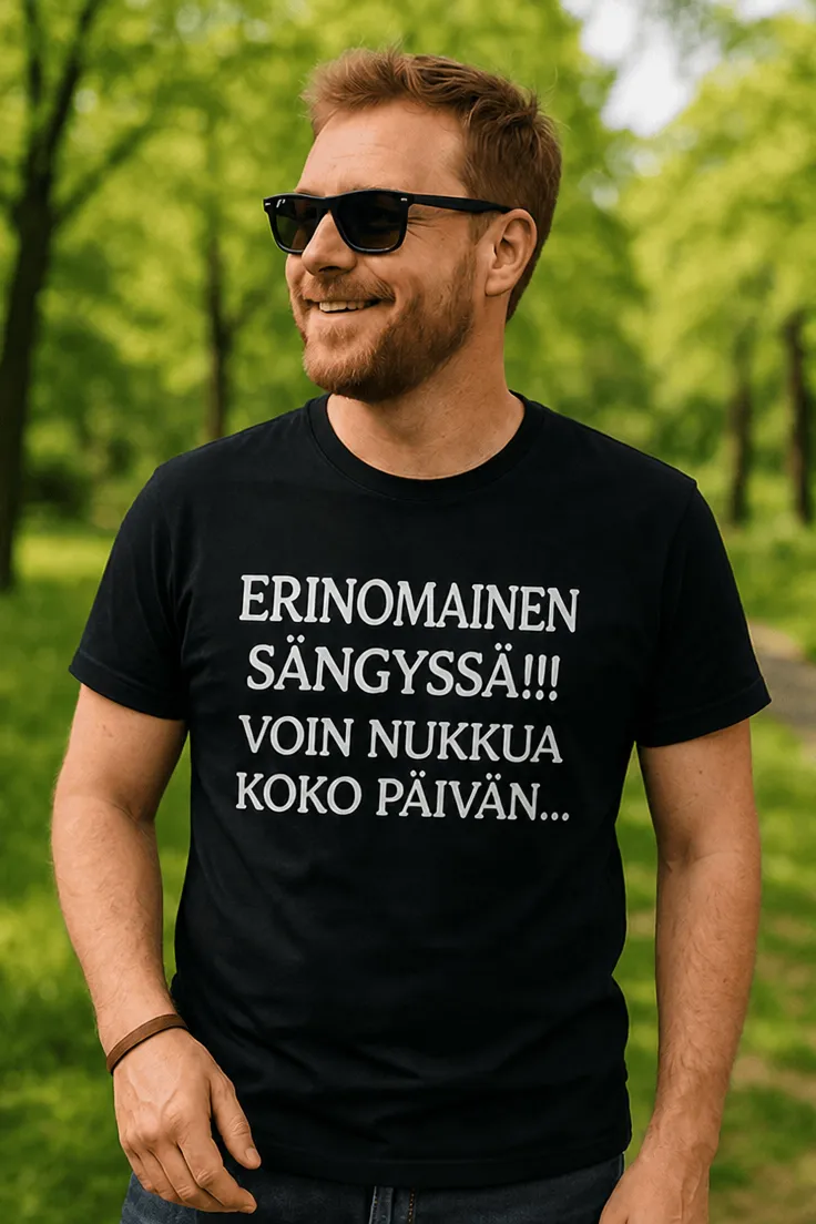 Hauska t-paita Erinomainen sängyssä hauskalla uniaiheisella printillä