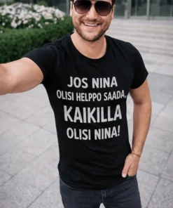 Hauska t-paita Helppo saada nimellä, humoristinen Nina-lahjapaita painatuksella