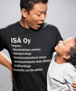 Hauska t-paita Isä Oy lahjaksi isälle, humoristinen printtipaita