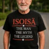 Hauska t-paita Isoisä legenda, jossa teksti ISOISÄ THE MAN THE MYTH THE LEGEND