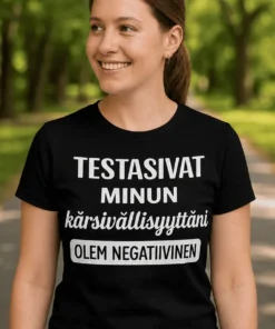 Hauska t-paita Kärsivällisyystesti negatiivinen humoristisella tekstiprintillä