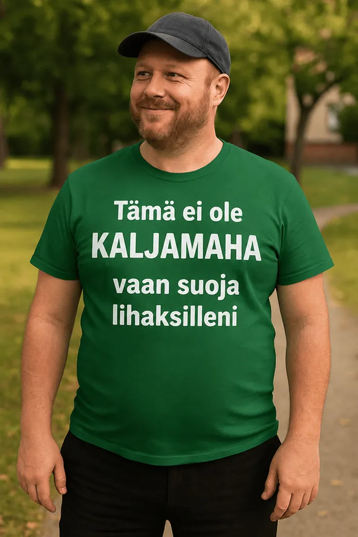 Hauska t-paita Kaljamahan suoja hauskalla Kaljamahan suoja -tekstillä lahjaksi