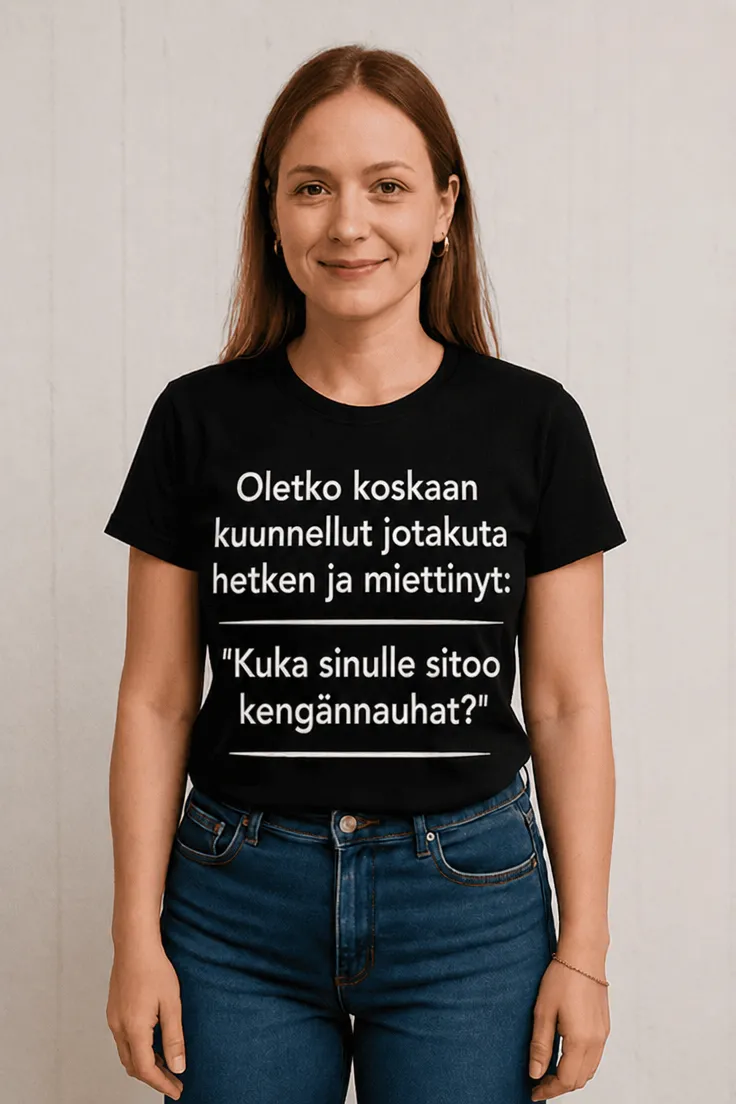 Hauska t-paita Kuka sitoo kengännauhasi hauskalla lahjaidealla