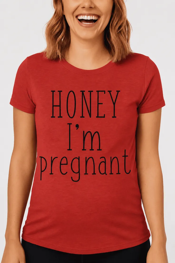 Hauska t-paita Kulta olen raskaana lahjaksi, painatuksella HONEY I'm pregnant
