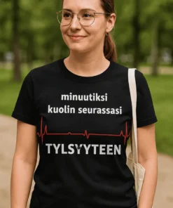 Hauska t-paita Kuolin tylsyyteen, humoristinen printtipaita lahjaksi