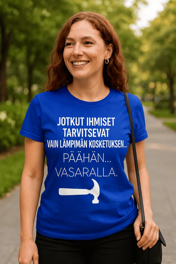 Hauska t-paita Lämmin kosketus vasaralla humoristisella vasara-aiheella