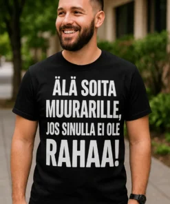Hauska t-paita Älä soita muurarille humoristisella muurari-aiheisella painatuksella