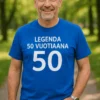 Hauska t-paita Legenda 50 vuotiaana tekstillä LEGENDA 50 VUOTIAANA