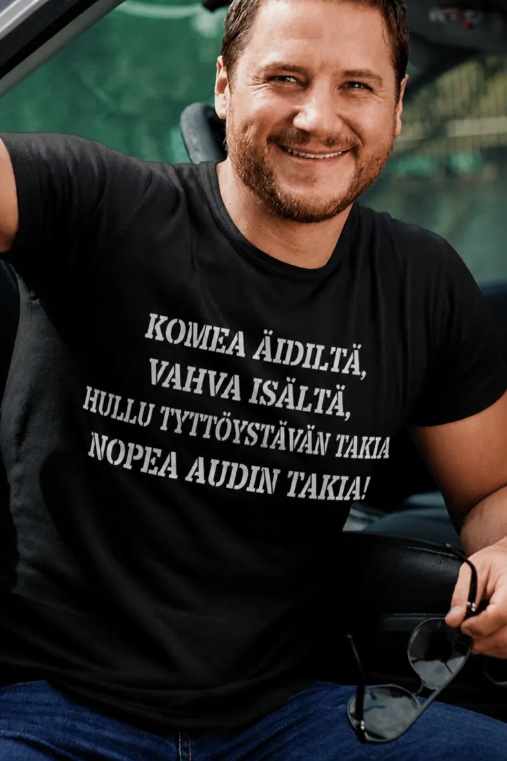 Hauska t-paita Nopea Audin takia hauskalla autoaiheisella painatuksella lahjaksi