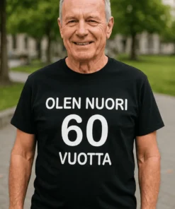 Hauska t-paita Nuori 60 vuotta lahja synttäreille 60 vuotta täyttävälle