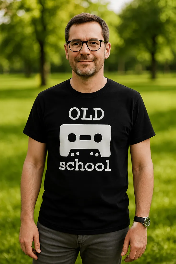 Hauska t-paita Old school lahja synttäreille nostalgikolle