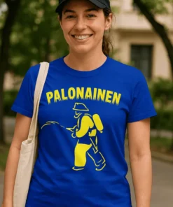 Hauska t-paita Palonainen lahjaksi, designilla teksti PALONAINEN