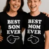 Hauska t-paita Paras äiti ja poika lahjaksi, printillä BEST BEST SON MOM EVER EVER