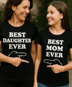 Hauska t-paita Paras äiti ja tytär lahjaksi, tekstillä BEST DAUGHTER EVER BEST MOM EVER 瓜