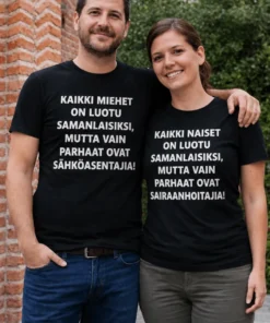 Hauska t-paita Parhaat ovat ammattilaisia lahjaksi sähköasentajalle tai sairaanhoitajalle