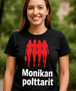 Hauska t-paita Polttarit nimellä, tekstillä Monikan polttarit