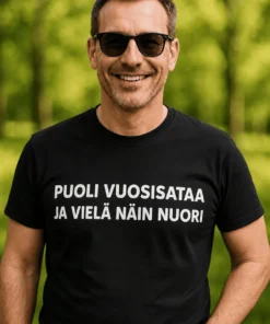 Hauska t-paita Puoli vuosisataa nuori lahjaksi 50-vuotiaalle