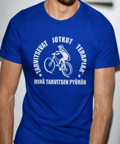 Hauska t-paita Pyöräterapia lahjaksi pyöräilijälle, humoristinen printtipaita
