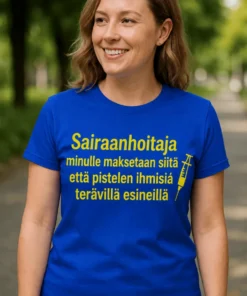 Hauska t-paita Sairaanhoitaja pistelee ihmisiä, humoristinen lahja sairaanhoitajalle