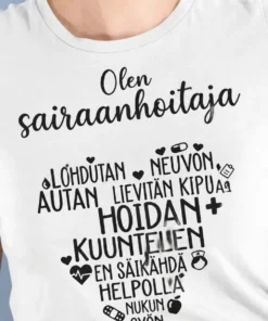 Hauska t-paita Sairaanhoitajan sydän sairaanhoitajalle lahjaksi