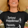 Hauska t-paita Syntynyt shoppailemaan lahjaksi shoppailusta vitsailevalle