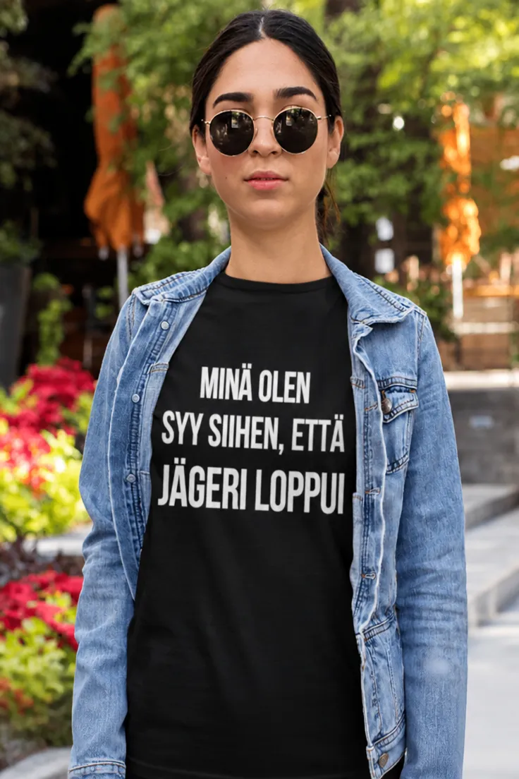 Hauska t-paita Syy jägerin loppumiseen humoristisella juhlaprintillä