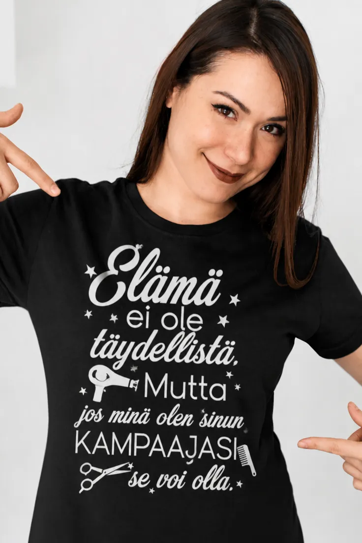 Hauska t-paita Täydellinen kampaaja, humoristinen lahjapaita kampaajalle