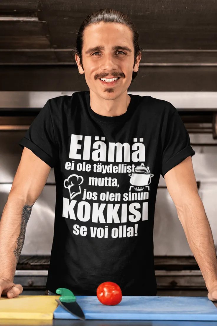 Hauska t-paita Täydellinen kokki hauskalla kokki-aiheisella painatuksella