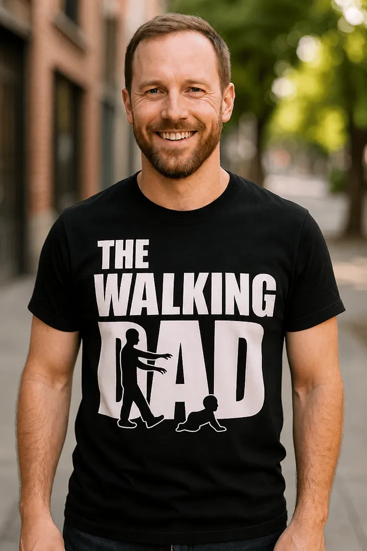 Hauska t-paita The walking dad humoristisella THE WALKING GAD -painatuksella