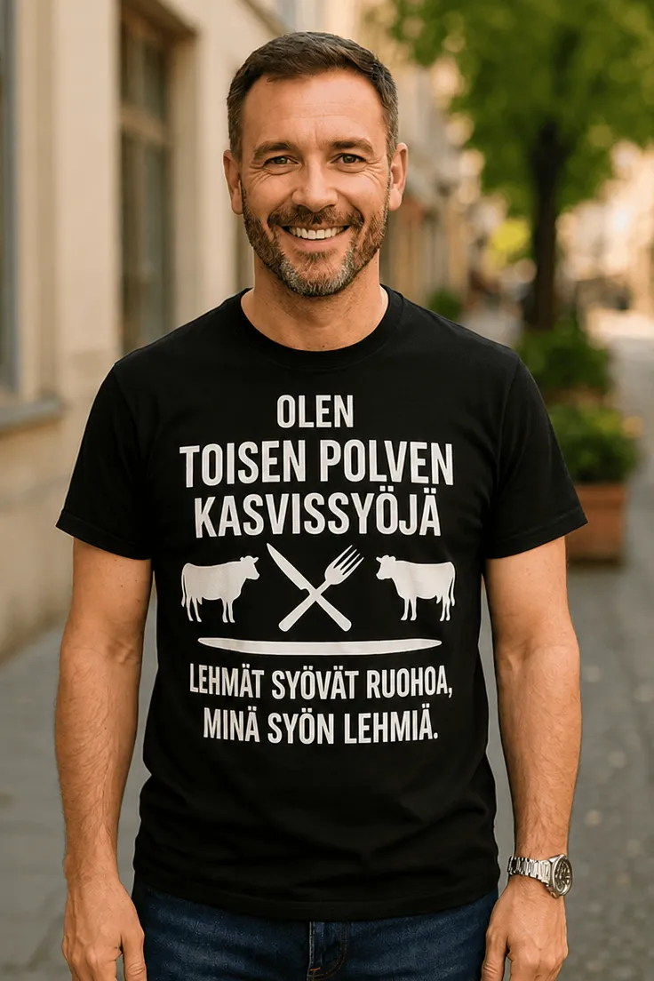Hauska t-paita Toisen polven kasvissyöjä humoristisella painatuksella lahjaksi