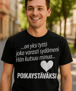 Hauska t-paita Tyttö kutsuu poikaystäväksi humoristisella painatuksella lahjaksi poikaystävälle
