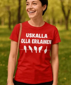 Hauska t-paita Uskalla olla erilainen hauskalla painatuksella