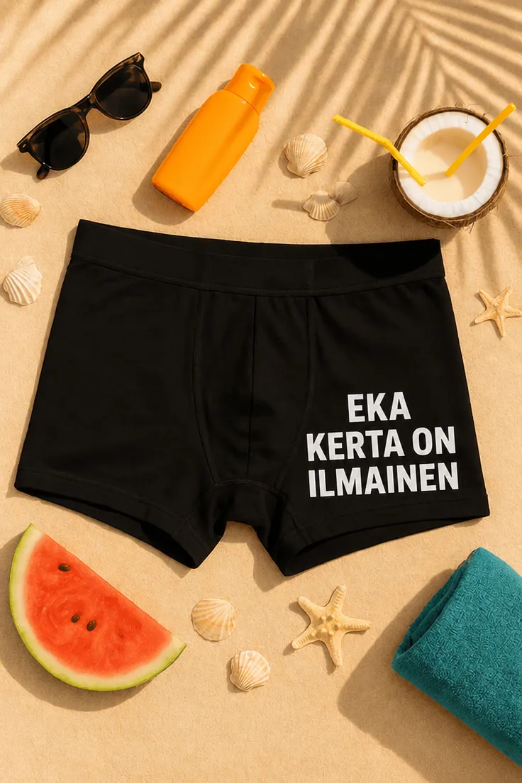 Hauskat bokserit Eka kerta ilmainen, humoristinen lahja boksereihin painettuna
