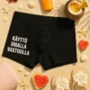 Hauskat bokserit Käyttö omalla vastuulla -lahjatuote humoristisella teemalla