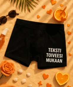 Hauskat bokserit Teksti toiveesi mukaan lahjaksi