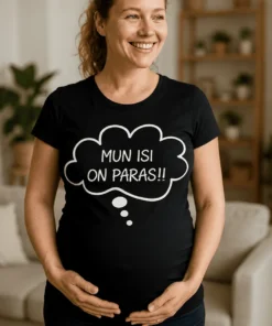 Äitiys t-paita Isi on paras, hauska lahjapaita tekstillä MUN ISI ON PARAS!!