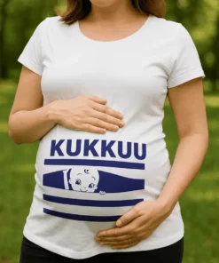 Äitiys t-paita Kukkuu, hauska lahjapaita tekstillä KUKKUU