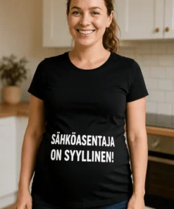 Äitiys t-paita Sähköasentaja on syyllinen hauskalla painatuksella lahjaksi