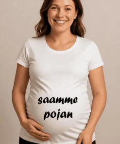 Äitiys t-paita Saamme pojan lahja baby showeriin tai synttäreille