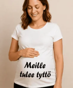 Äitiys t-paita Saamme tytön lahja baby showeriin ja synttäreille