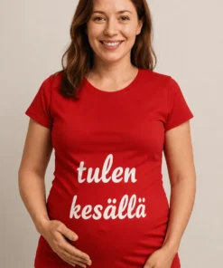 Äitiys t-paita Tulen kesällä hauska lahjapaita tekstillä tulen kesällä