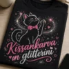 Kissan t-paita, jossa lukee Kissankarva on glitterini. Dark-shirt designissa on leikkisä kissasiluetti, pinkit ja hopeiset glitter-sparklet sekä hauska, helposti luettava käsinkirjoitettu tyyli.
