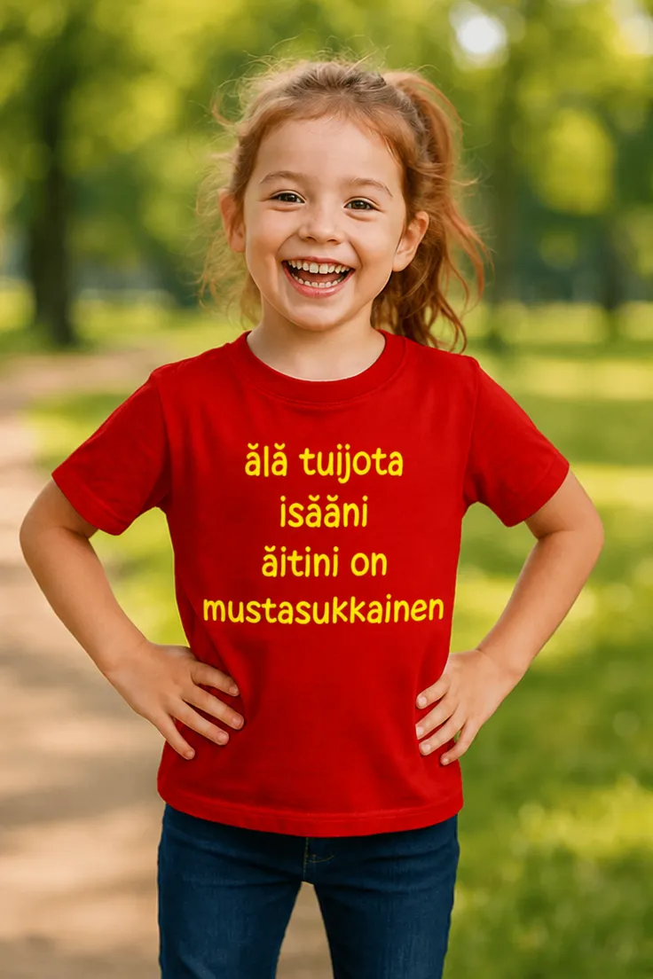 Lasten t-paita Mustasukkainen äiti hauskalla tekstiprintillä