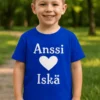 Lasten t-paita Sydän iskä nimellä, painatuksella Anssi ❤ Iskä