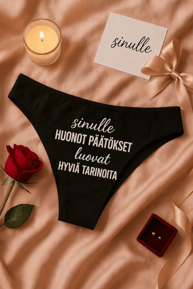 Naisten alusvaatteet Huonot päätökset hyvät tarinat - hauska lahjapaita humoristisella tekstillä