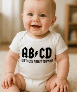 Vauvan body Abcd paine hauskalla AB CD FOR THOSE ABOUT TO PAINE -painatuksella