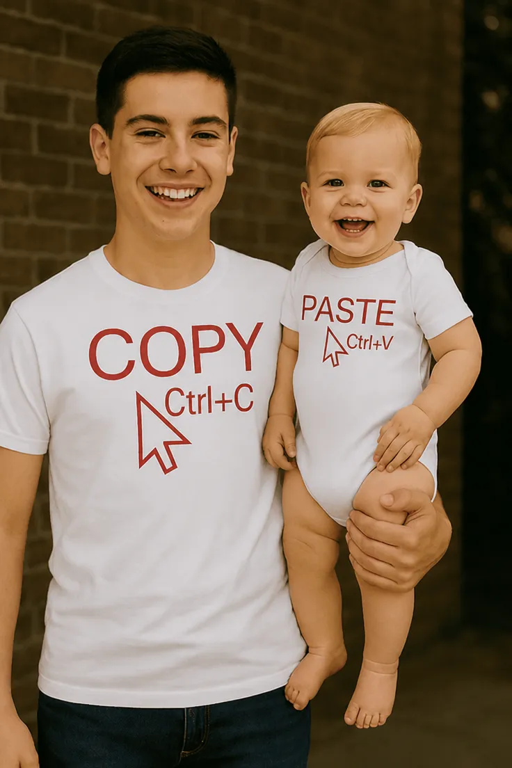 Vauvan body Ctrl c ctrl v hauskalla COPY Ctrl+C PASTE Actr Ctrl+V -painatuksella