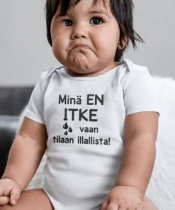 Vauvan body En itke tilaan illallista hauskalla tekstiprintillä